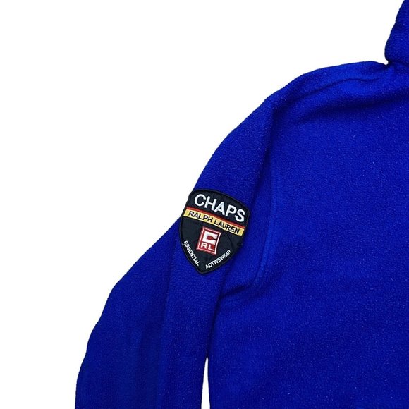 Vintage Chaps Ralph Lauren Men's Sz M / L Spell Out Full Zip Blue Fleece Jacket - Picture 3 of 6